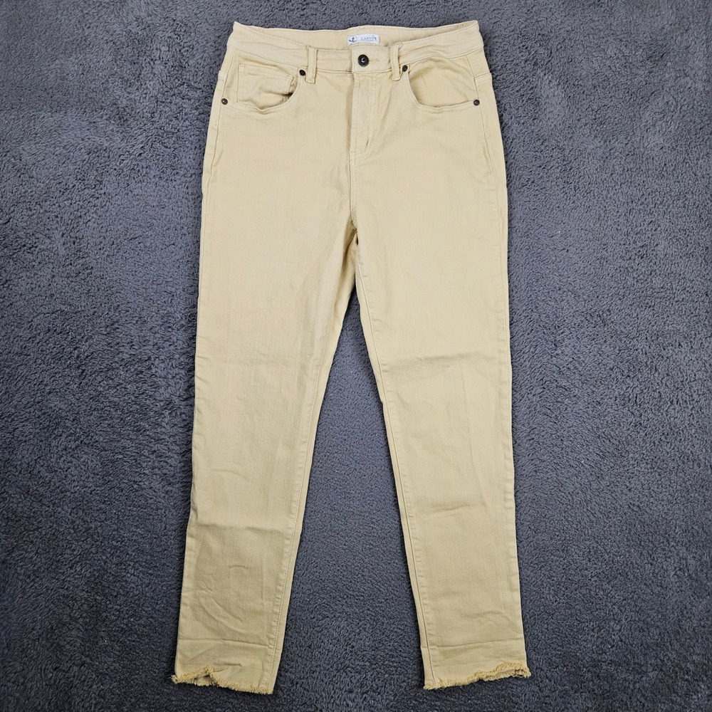 Carve Designs Womens High Rise Skinny Jeans Yellow Organic Cotton Frayed Hem 10